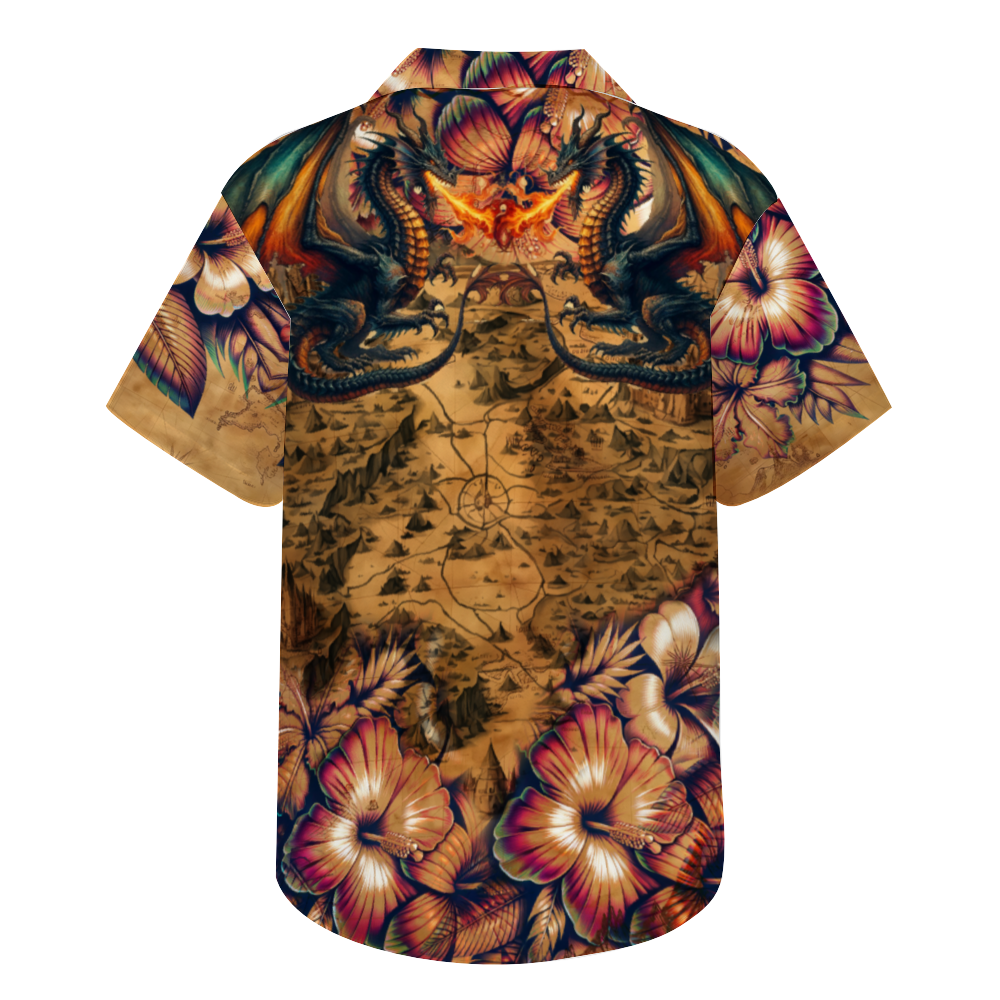 Custom Short Sleeve Shirt Hawaiian Button Down Dragon Icon