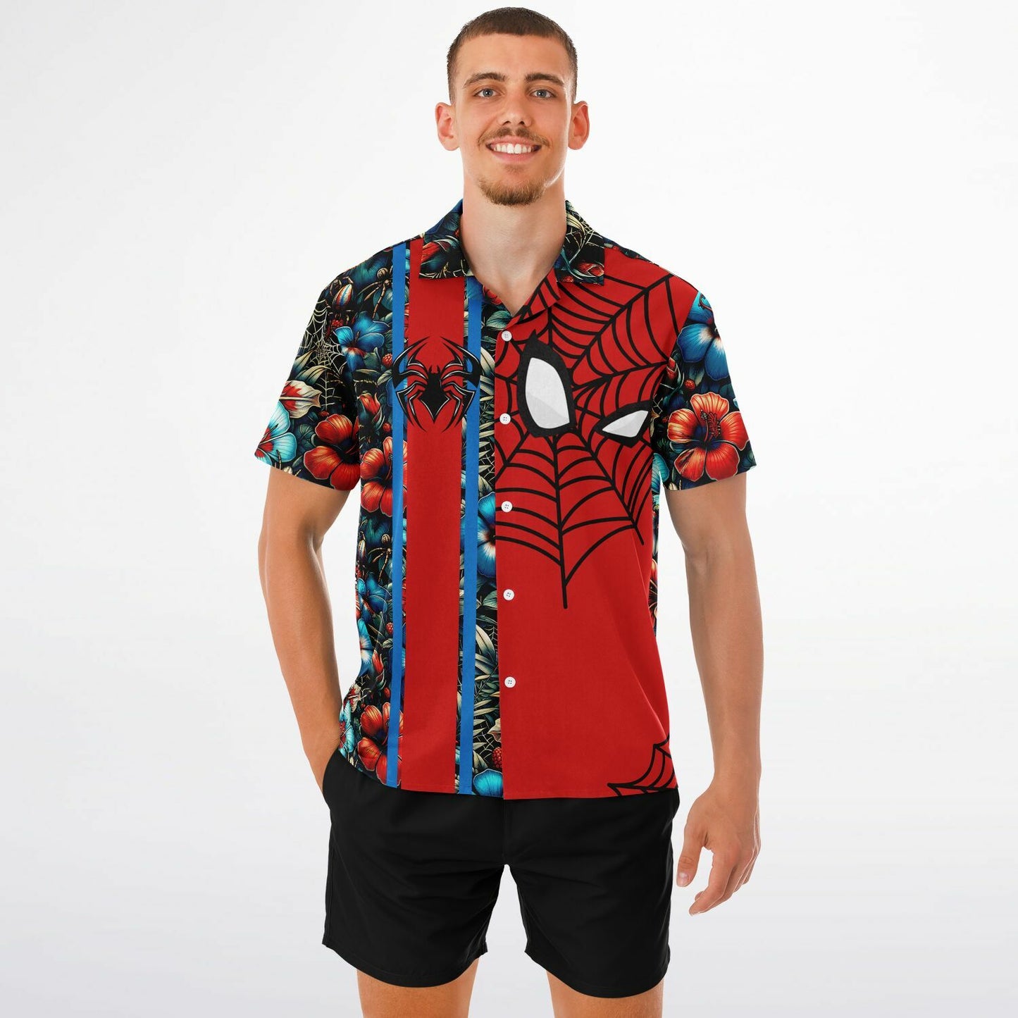 The Amazing Web Slinger Short Sleeve Button-Down Hawaiian Shirt