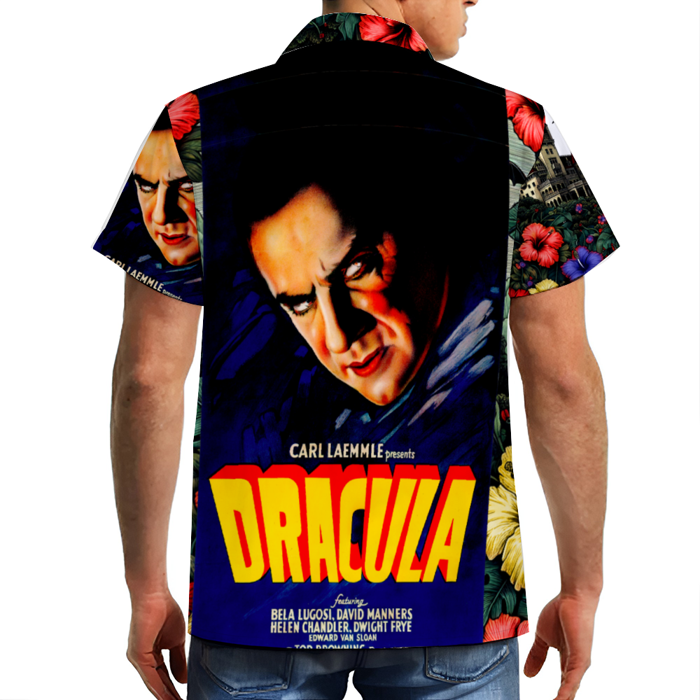 Classic Dracula Movie Style Hawaiian Short Sleeve Shirt Button Down