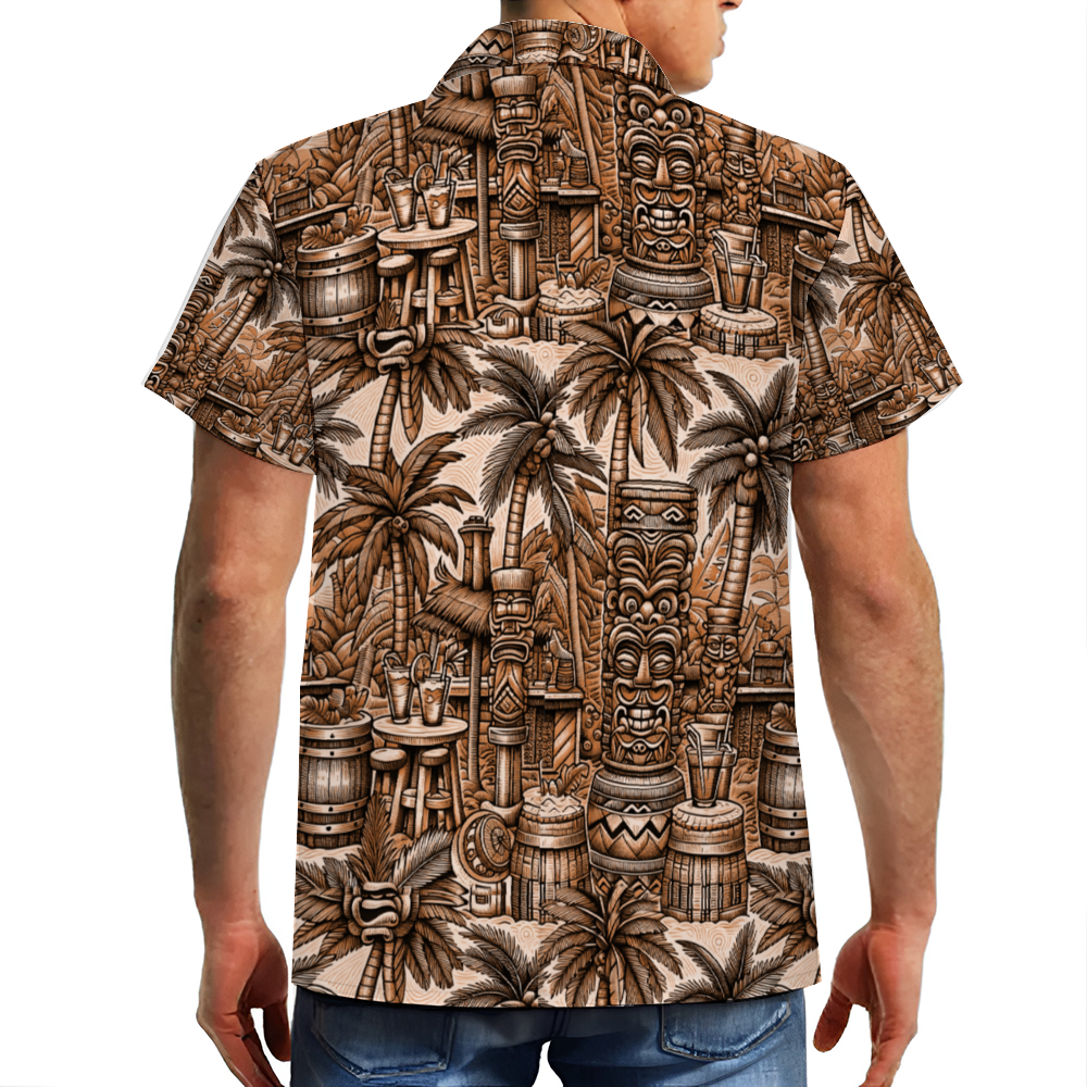 Tiki Bar on the Beach Short Sleeve Shirt Button Down