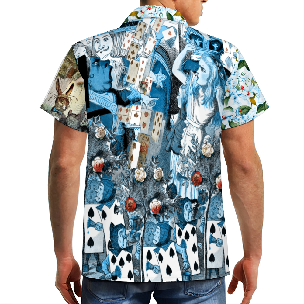 Custom Alice in Wonderland Short Sleeve Shirt Button Down
