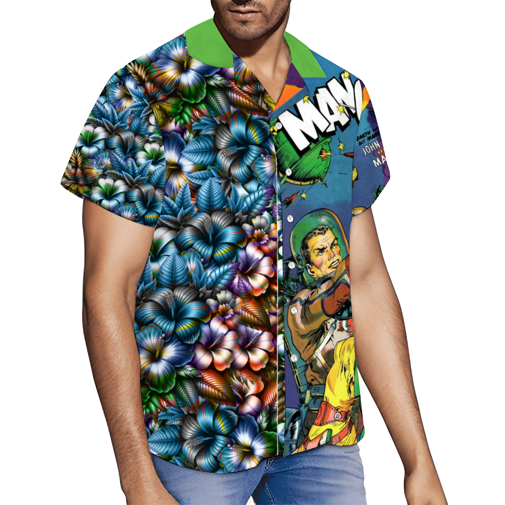 Custom Alien Invasion Vintage Short Sleeve Shirt Button Down
