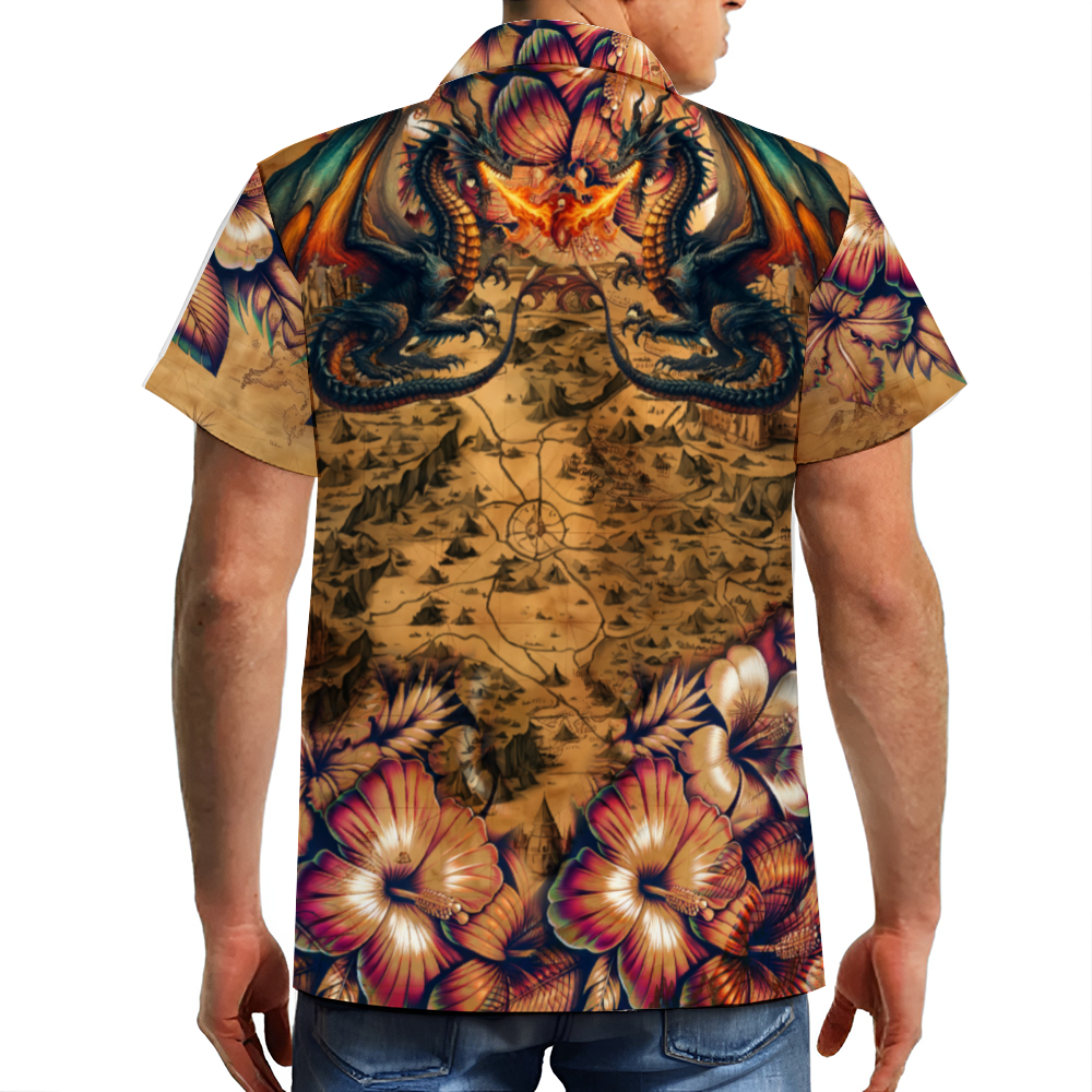 Custom Short Sleeve Shirt Hawaiian Button Down Dragon Icon