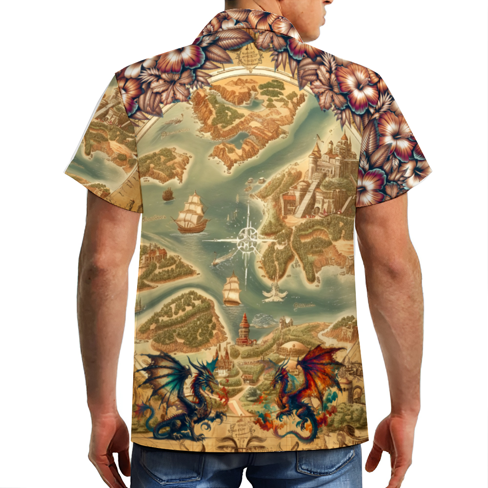 Custom Dragon Map II Hawaiian Shirt Button Down