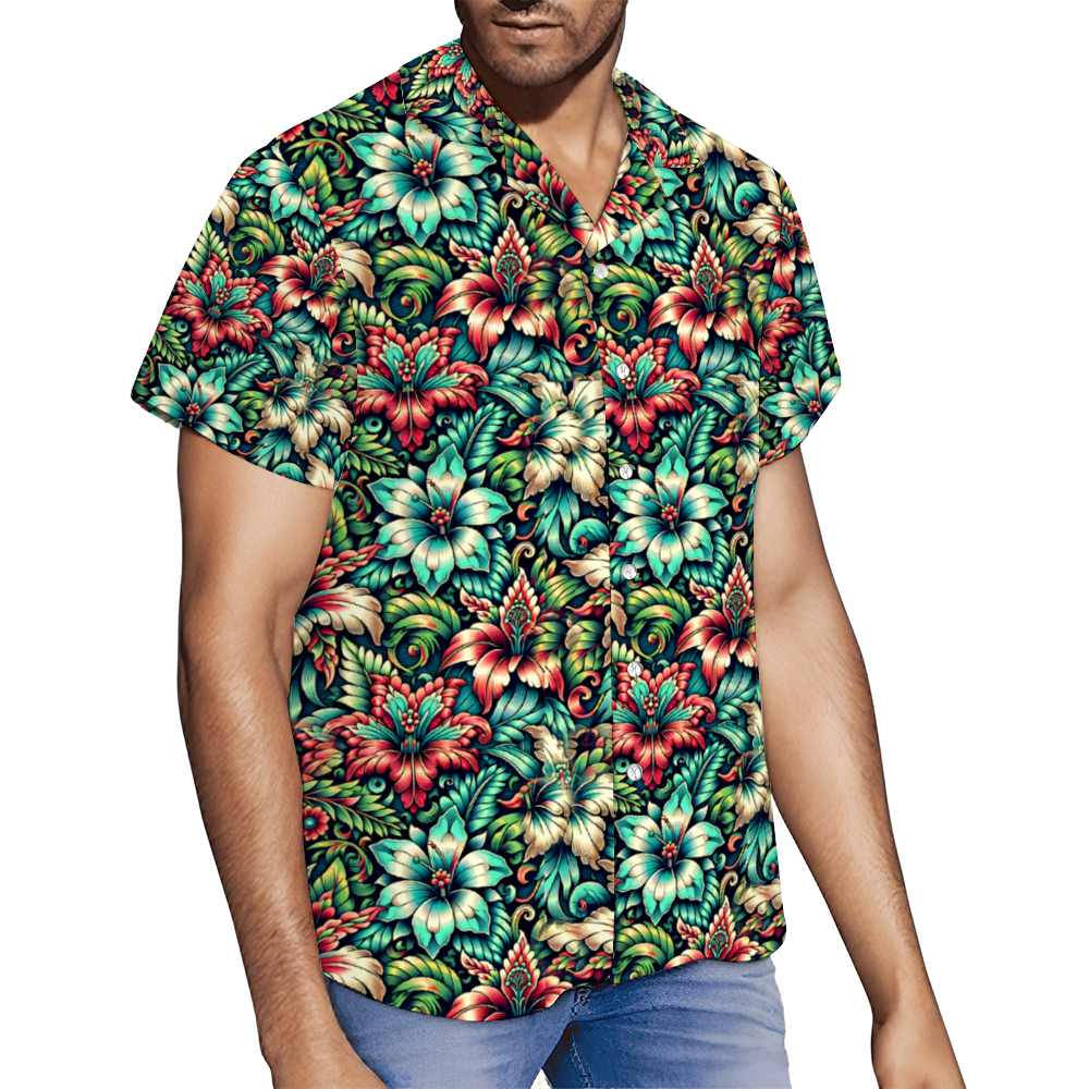 Custom Hawaiian Artistic Short Sleeve Shirt Button Down