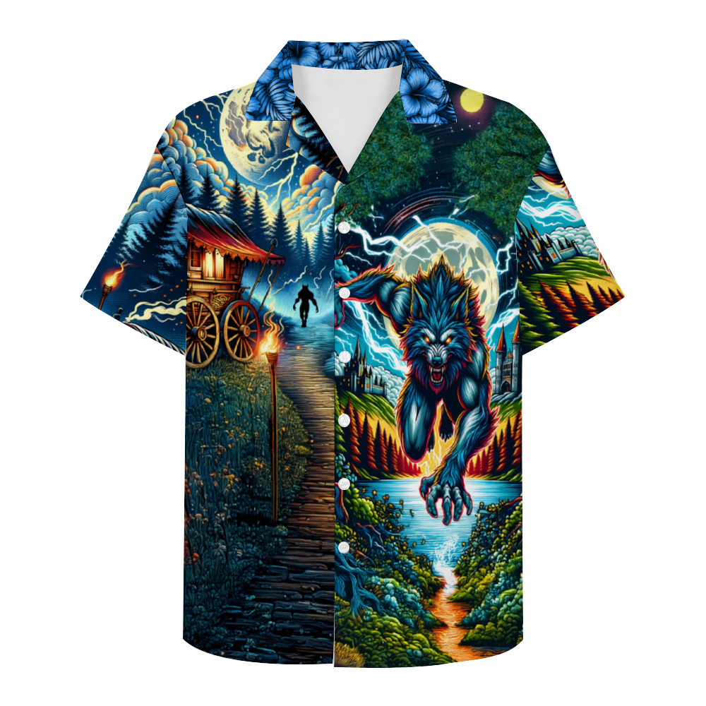Custom Curse of the Werewolf Short Sleeve Hawaiian Shirt Button Down