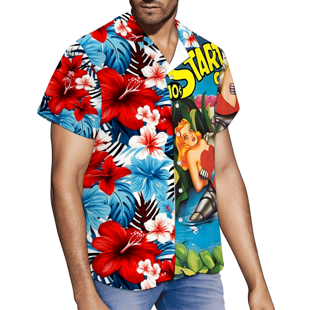 Space Detective Hawaiian Short Sleeve Shirt Button Down