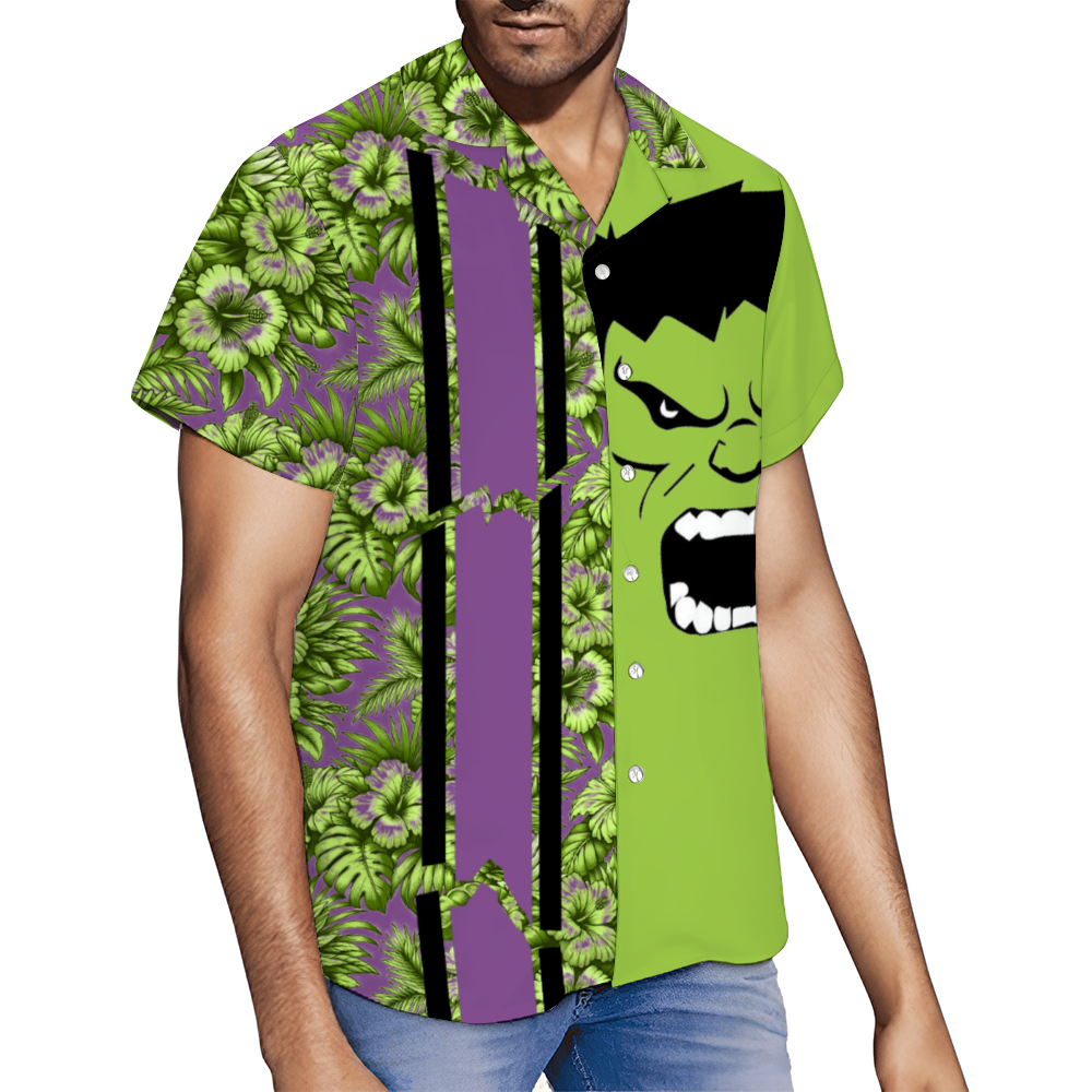 The Green Rage Short Sleeve Hawaiian Shirt Button Down