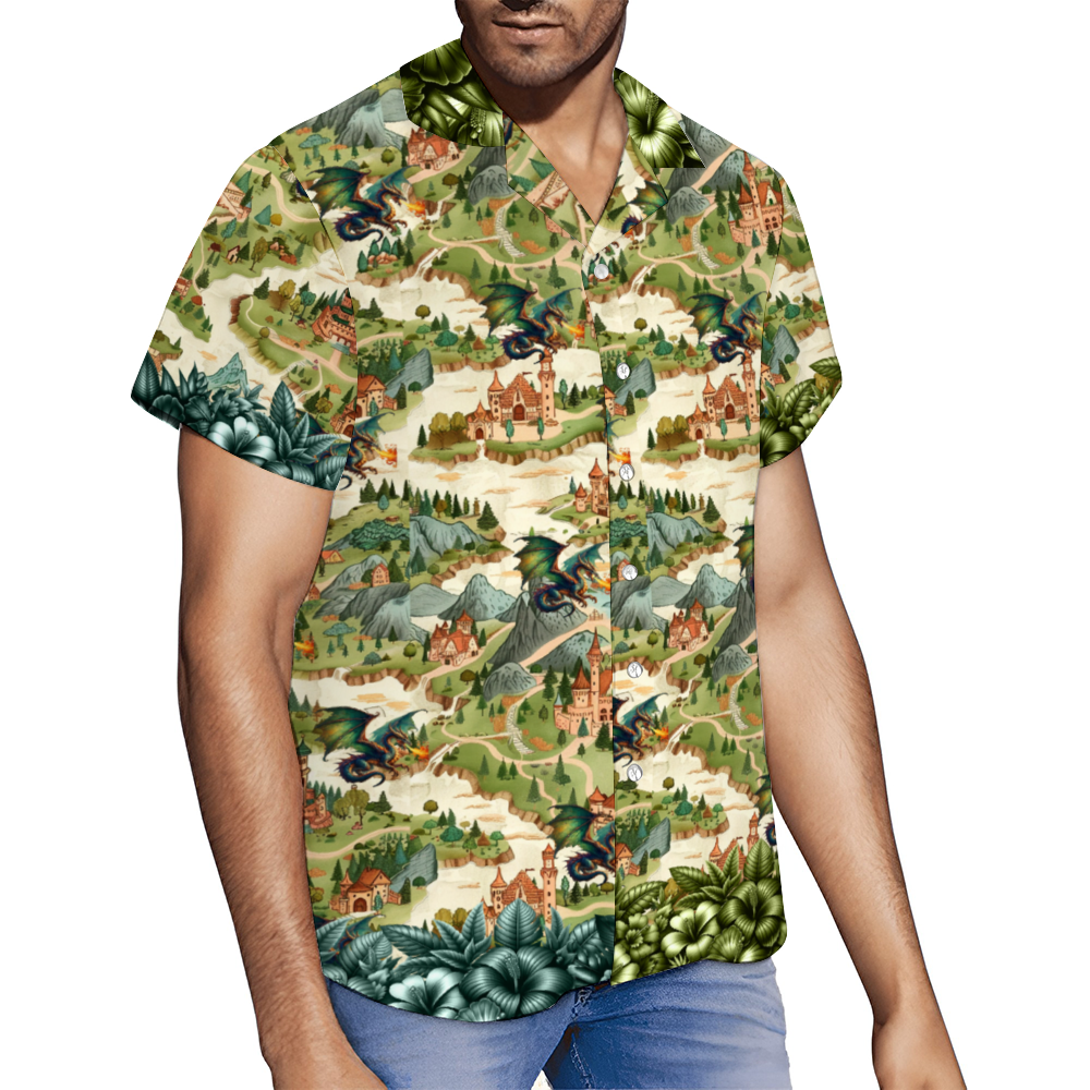 Custom Fantasy Town Map Hawaiian Shirt Button Down