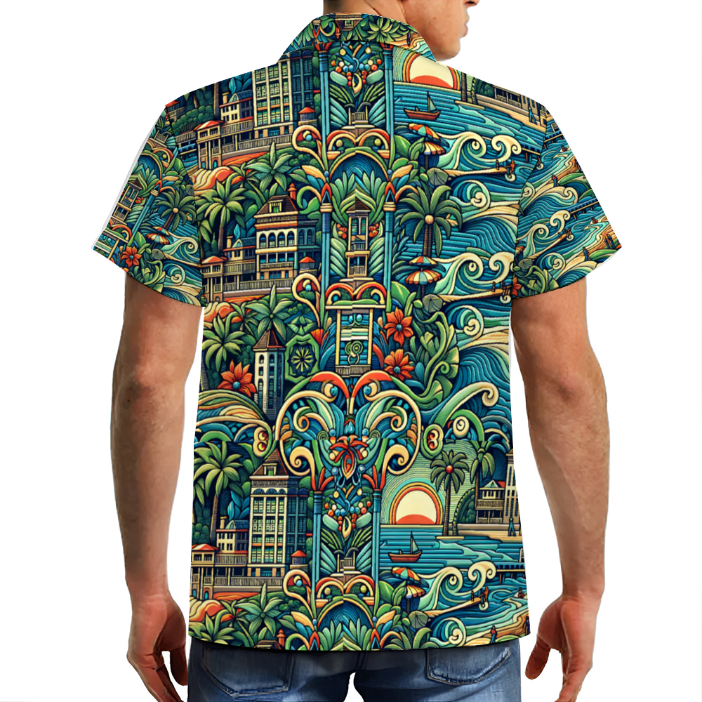 Artistic Beach Livin Short Sleeve Shirt Button Down