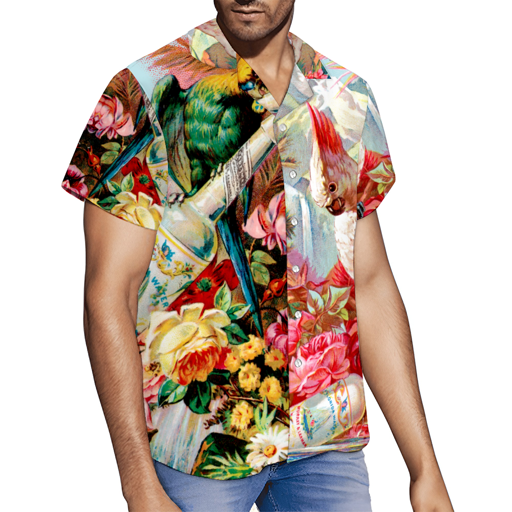 Boozy Parrots Hawaiian Custom Short Sleeve Shirt Button Down