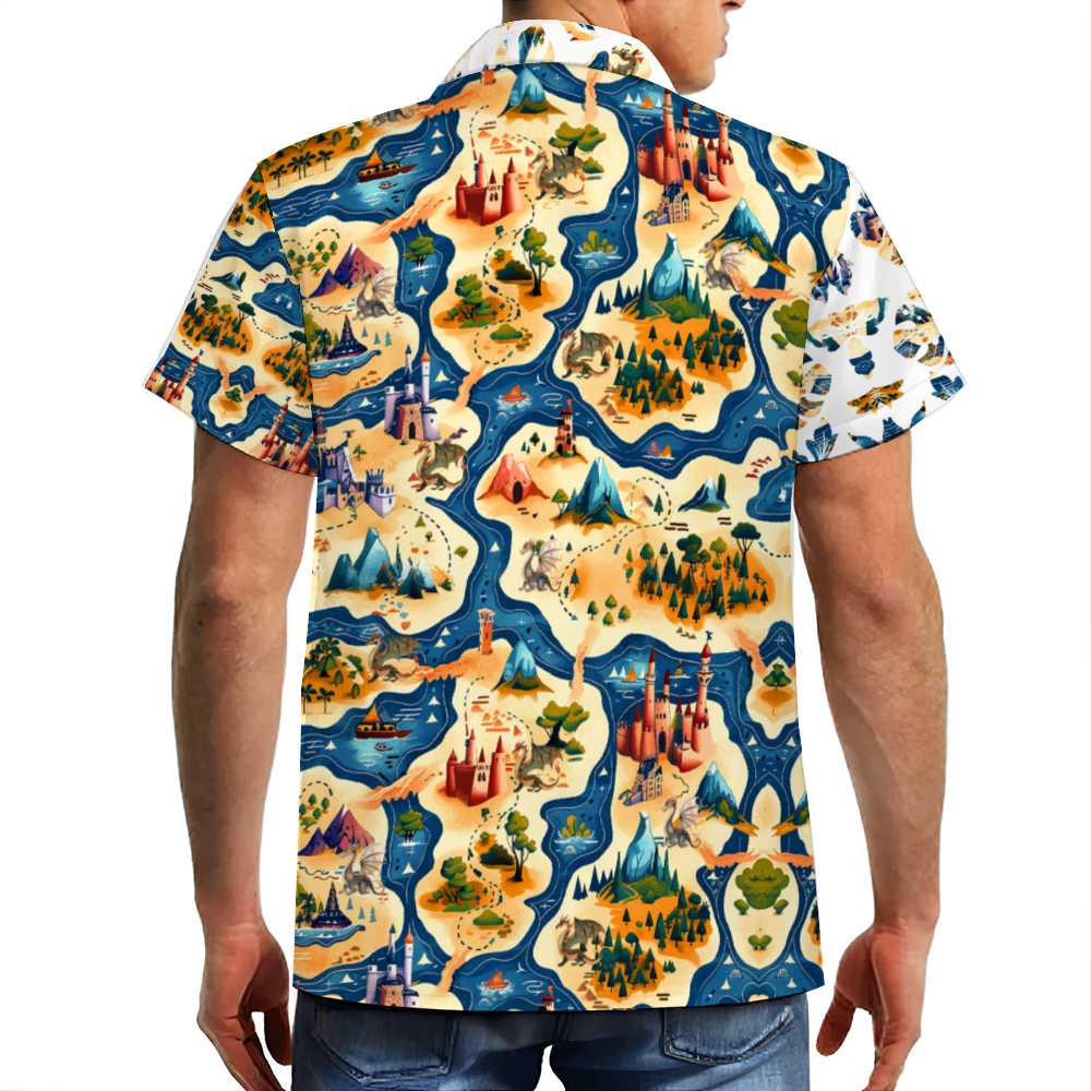 Custom Fantasy Map Hawaiian Short Sleeve Shirt Button Down