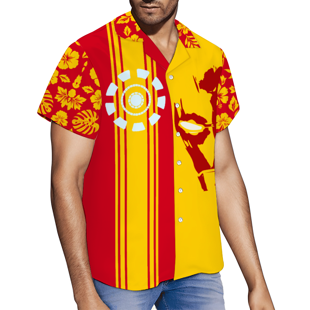 The IRON MEN's Short Sleeve Hawaiian Shirt Button Down