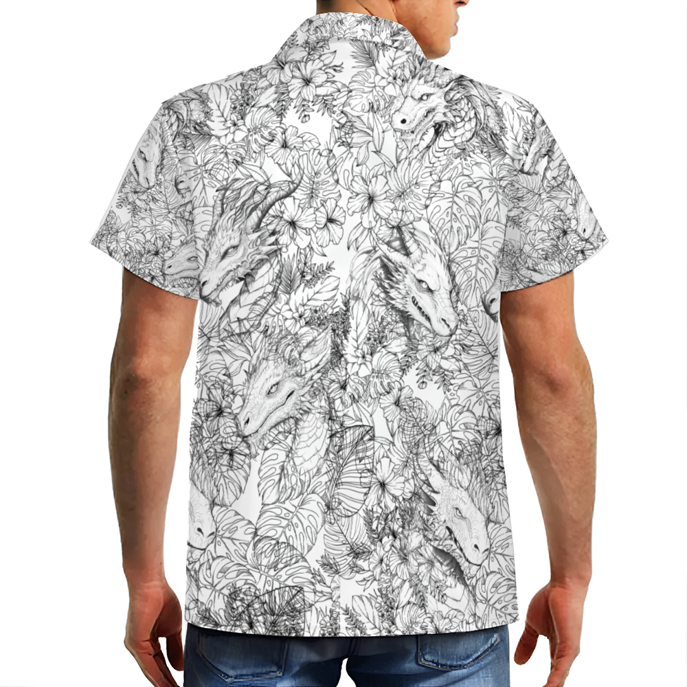 Custom Tropical Dragons Short Sleeve Hawaiian Shirt Button Down