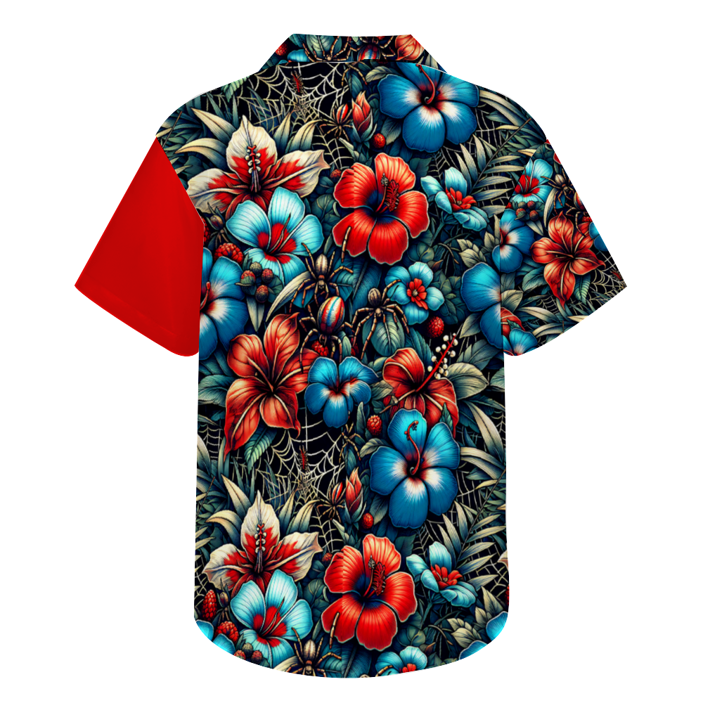 Web Slinger Floral Hawaiian Short Sleeve Shirt Button Down