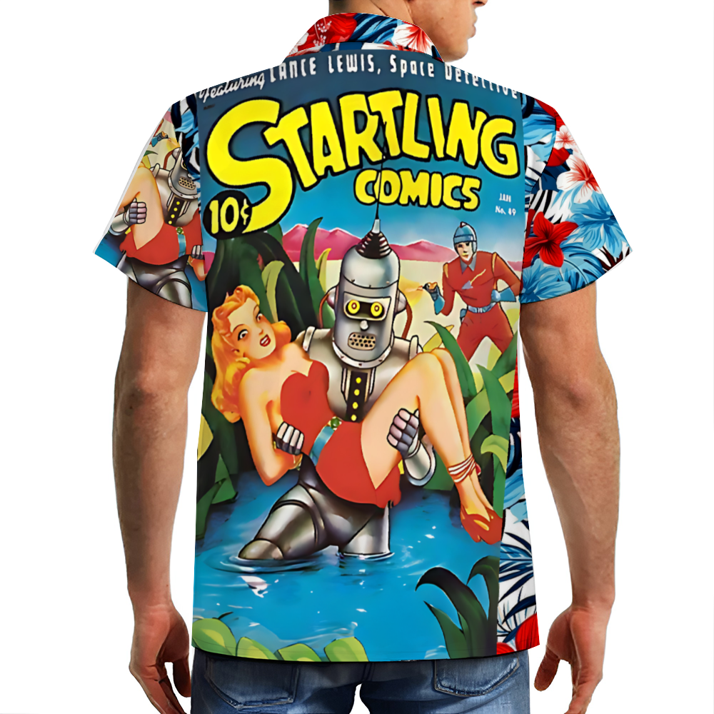 Space Detective Hawaiian Short Sleeve Shirt Button Down