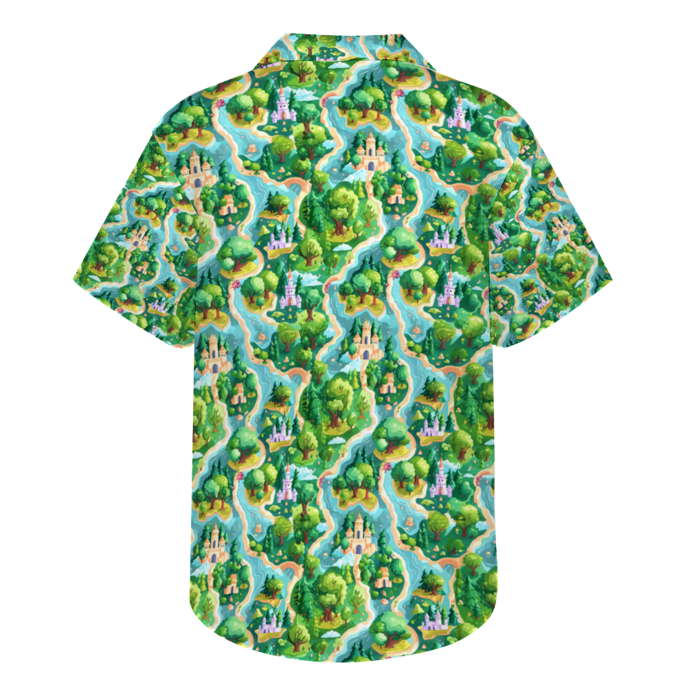 Fantasy Forest Map Short Sleeve Hawaiian Shirt Button Down