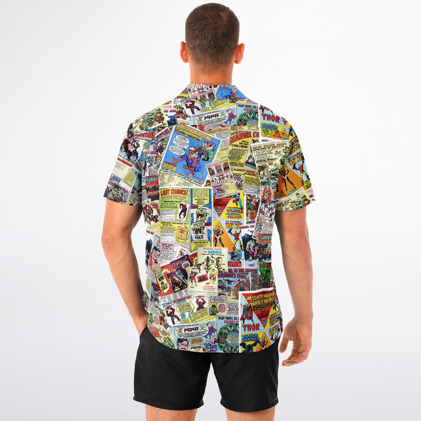 Marvel Vintage Comic Book Ad Hawaiian Button Down Shirt
