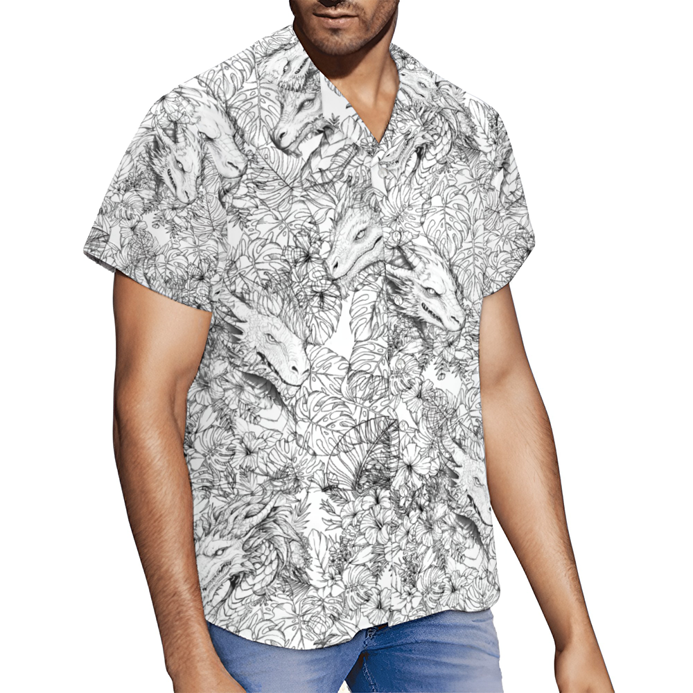 Custom Tropical Dragons Short Sleeve Hawaiian Shirt Button Down