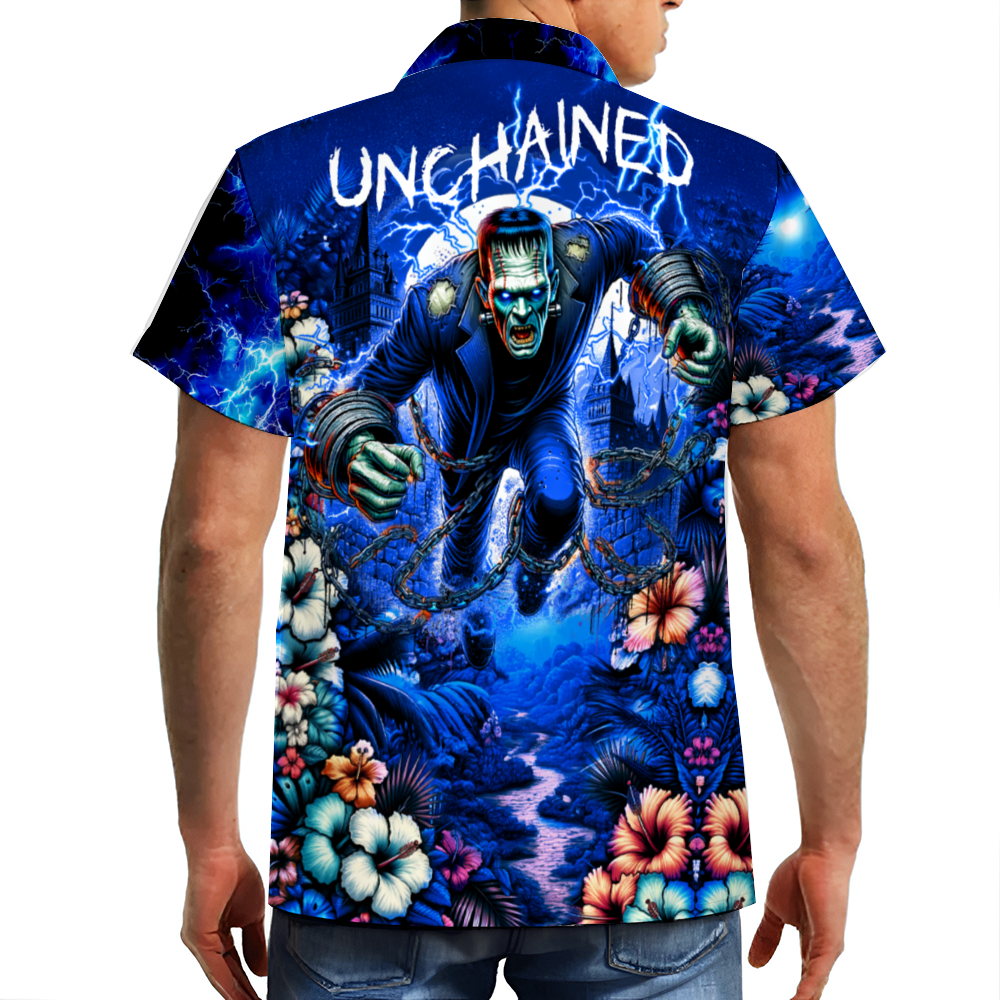Frankenstein Unchained Custom Hawaiian Short Sleeve Shirt Button Down