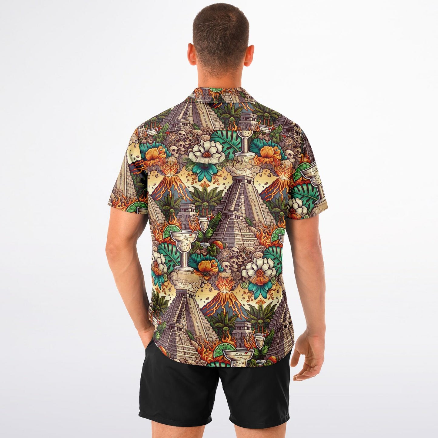 Mayan Mexico Margaritta Pavilion Short Sleeve Button-Down Shirt