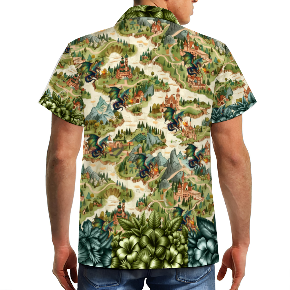 Custom Fantasy Town Map Hawaiian Shirt Button Down