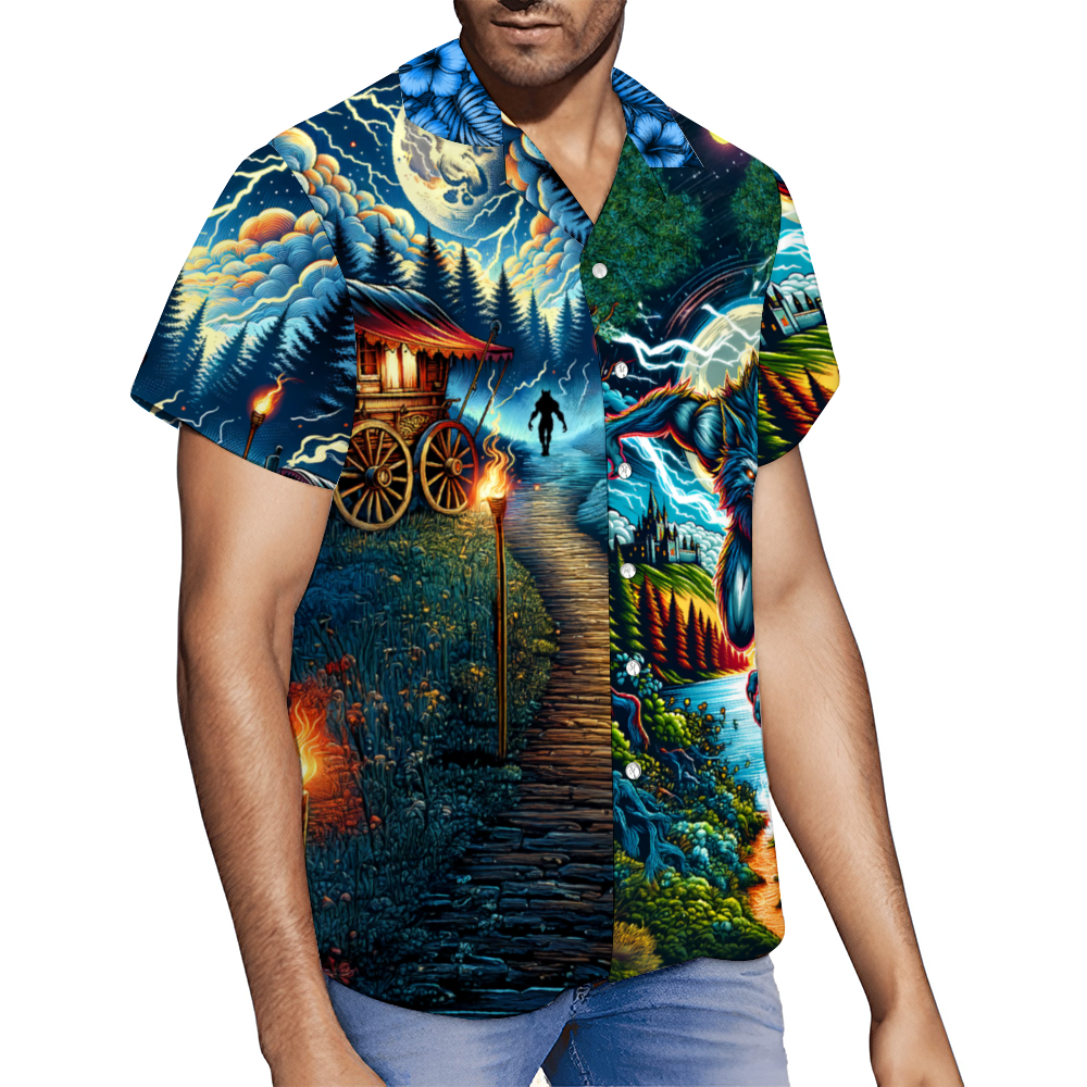 Custom Curse of the Werewolf Short Sleeve Hawaiian Shirt Button Down