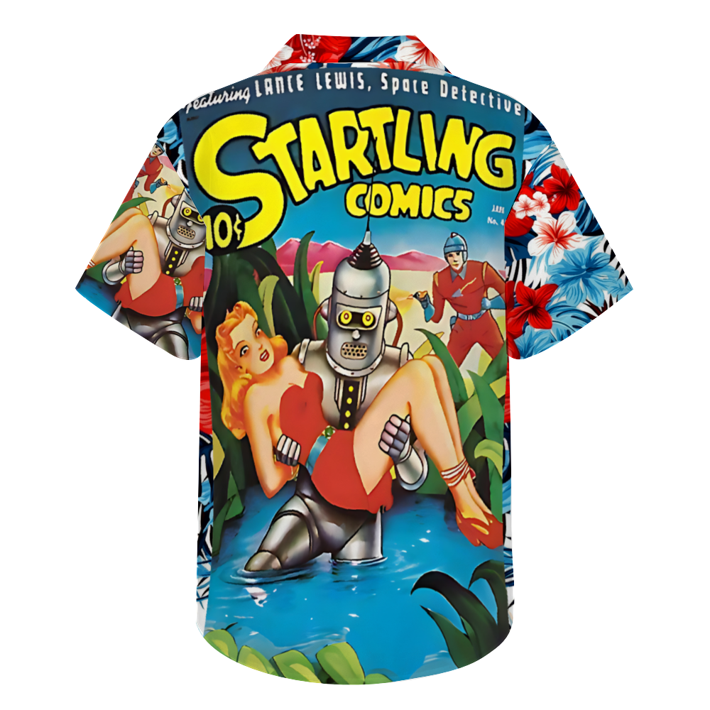 Space Detective Hawaiian Short Sleeve Shirt Button Down