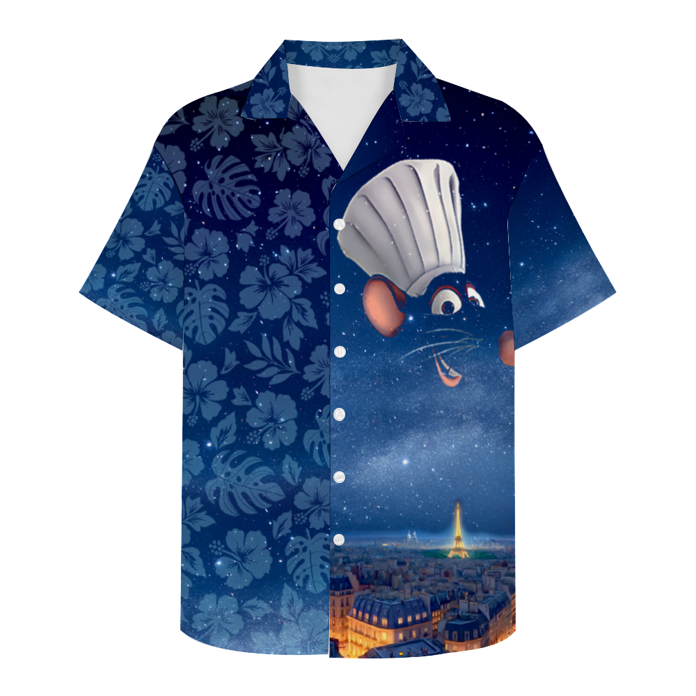 Paris at Night Short Sleeve Shirt Button Down