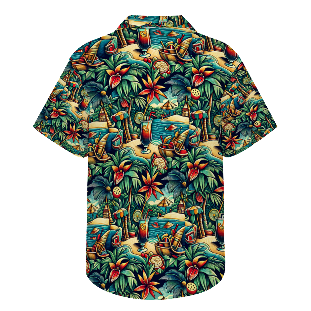 Drinks on the Beach Short Sleeve Shirt Button Down