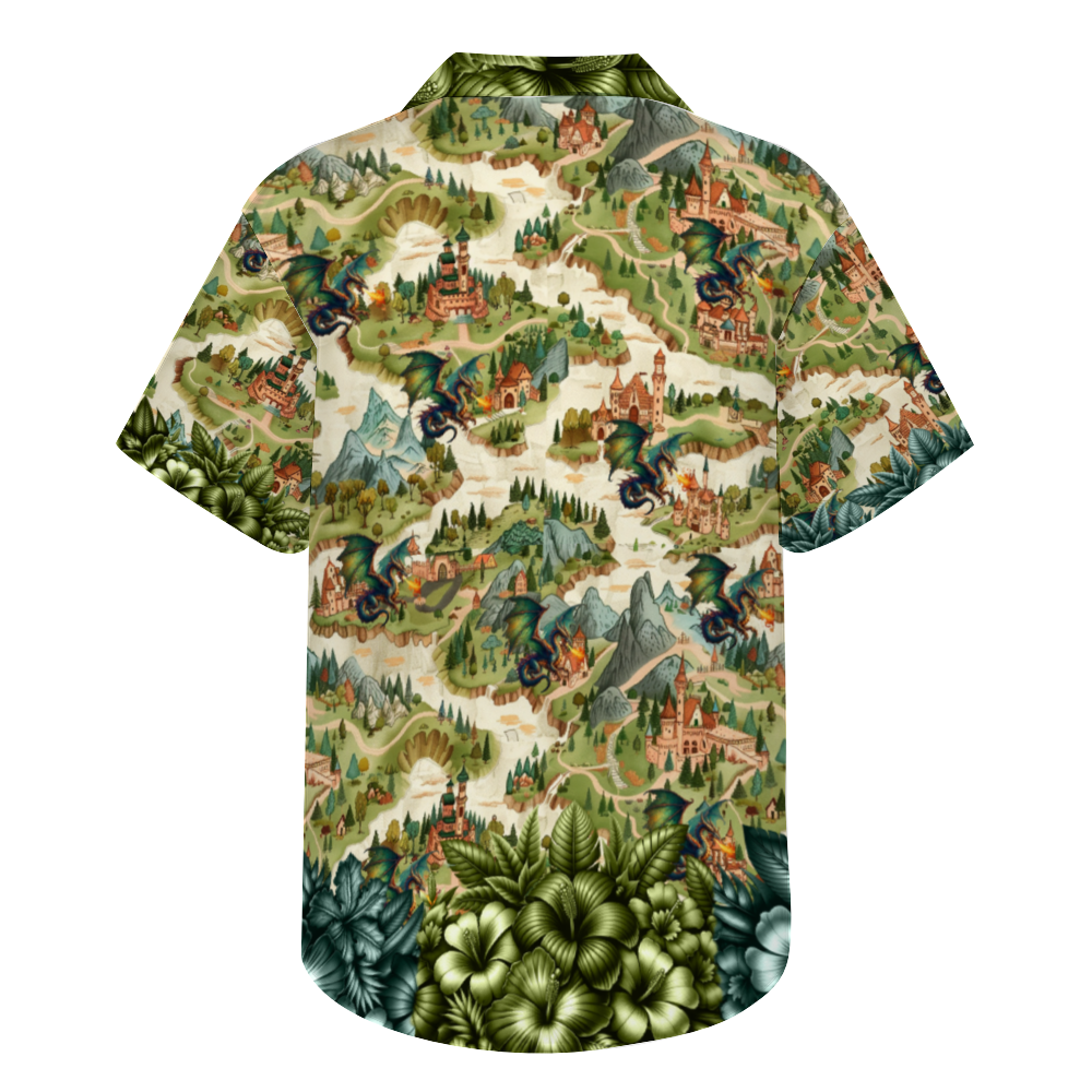 Custom Fantasy Town Map Hawaiian Shirt Button Down