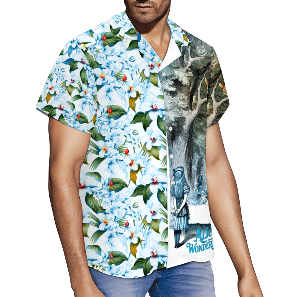 Custom Alice in Wonderland Short Sleeve Shirt Button Down