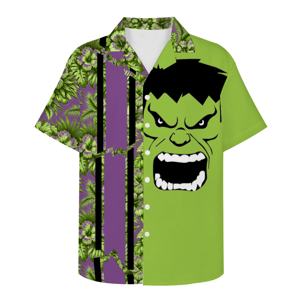 The Green Rage Short Sleeve Hawaiian Shirt Button Down