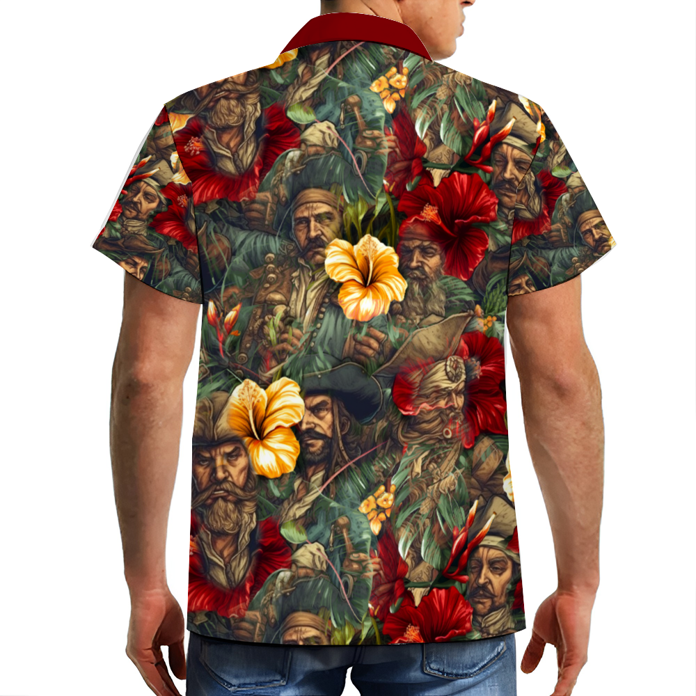 Band of Pirates Custom Men's Hawaiian Short Sleeve Shirt Button Down