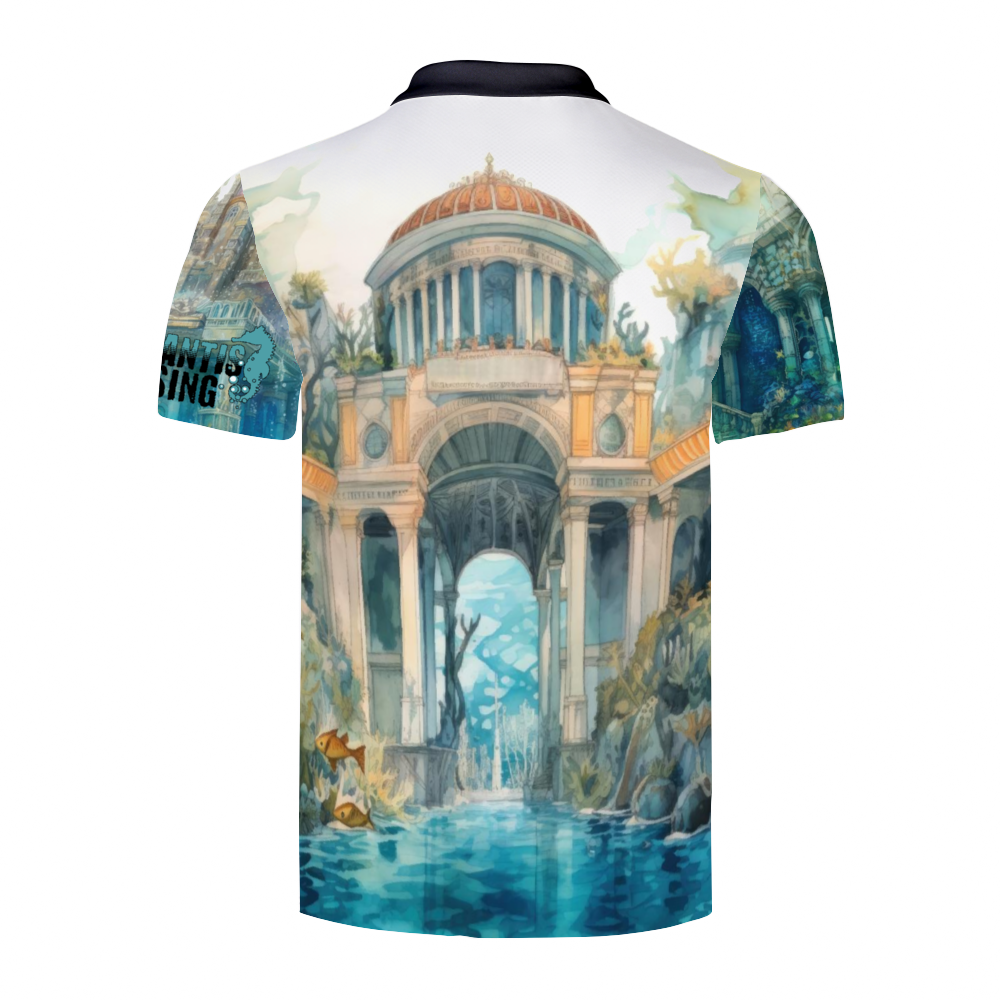 Atlantis Rising Custom Shirts Men's White & Black Classic Polo Shirt