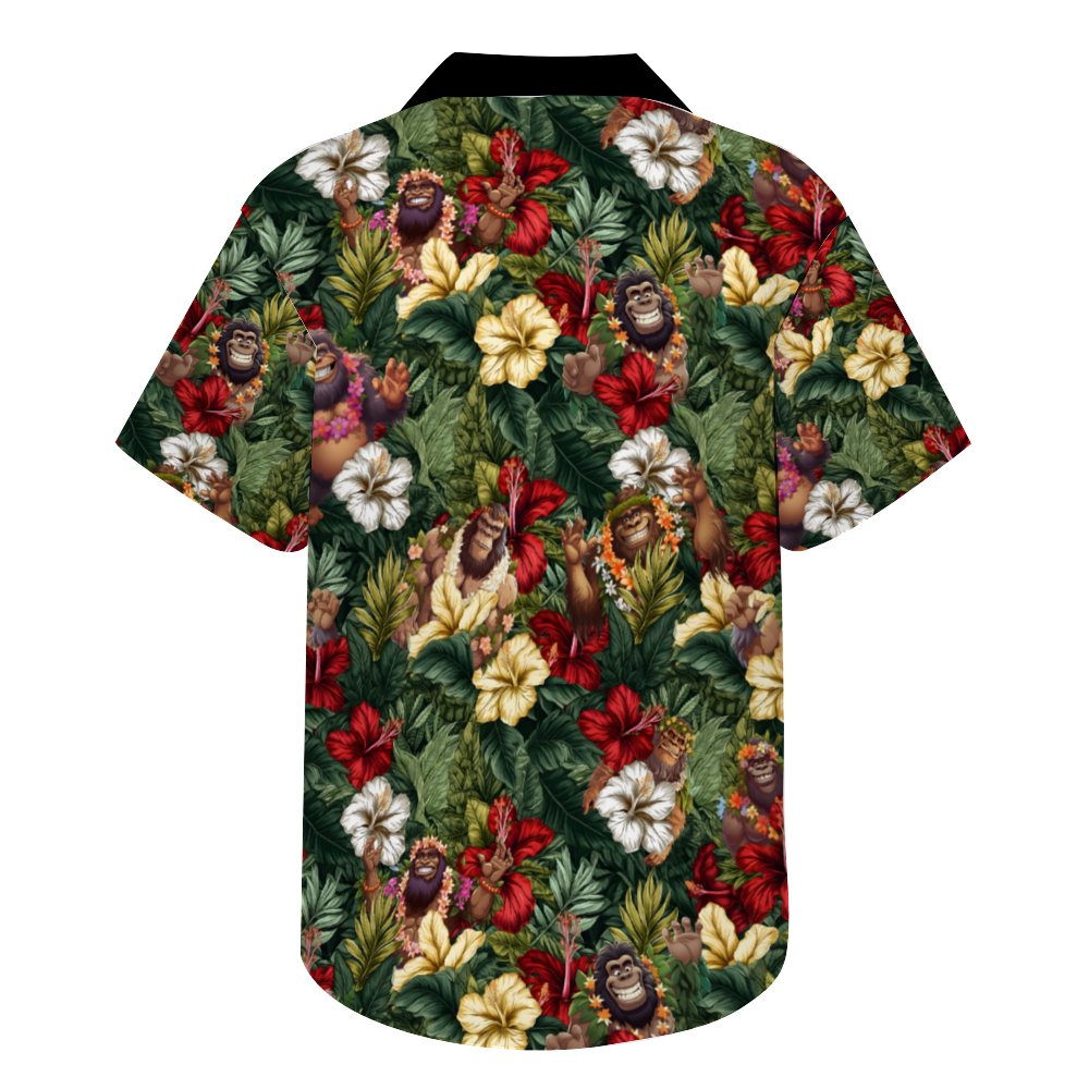 Big Foot in Hawaii Custom Men's Short Sleeve Shirt Button Down