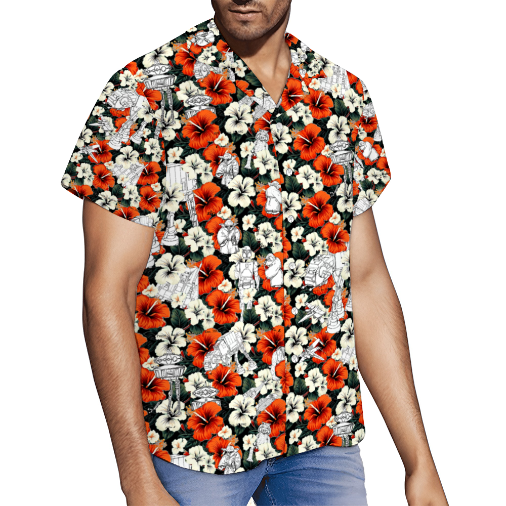 A Galaxy Far Far Away Custom Hawaiian Men's Short Sleeve Shirt Button Down