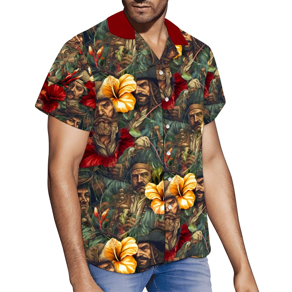 Band of Pirates Custom Men's Hawaiian Short Sleeve Shirt Button Down