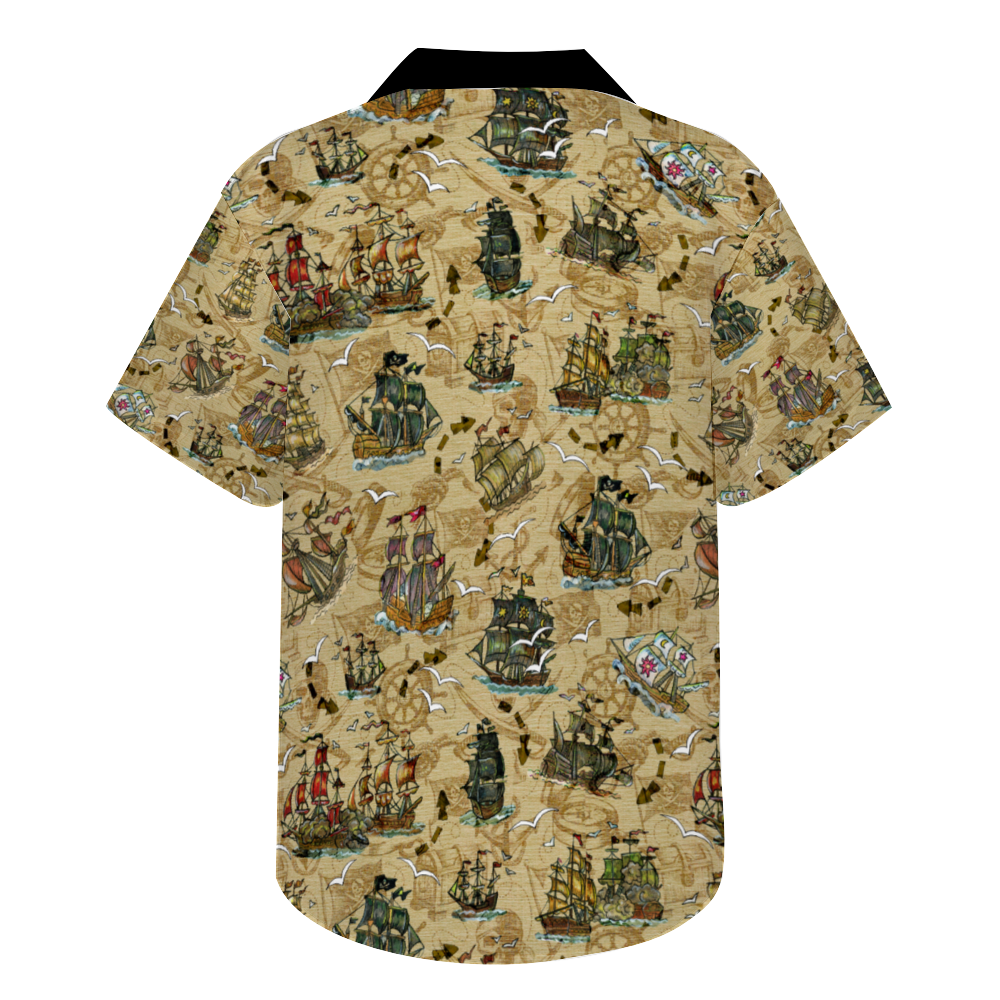 Custom Men's Pirate Ship Short Sleeve Button Down