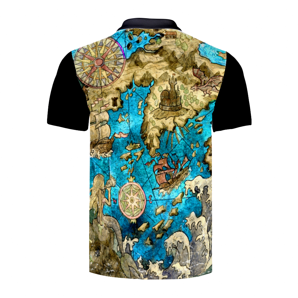 Vintage Pirate Map II Custom Shirt Men's Classic Polo Shirt