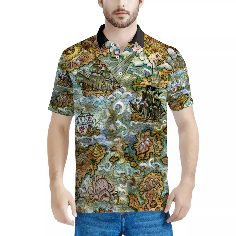 Vintage Pirate Map I Custom Polo Shirt Unisex