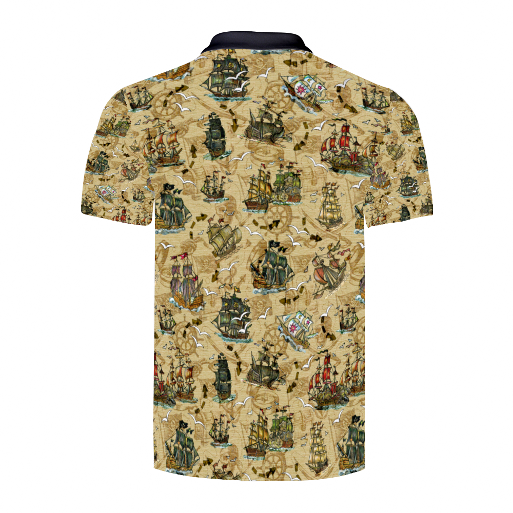 Custom Pirate Ship Shirt Men's Classic Polo Shirt