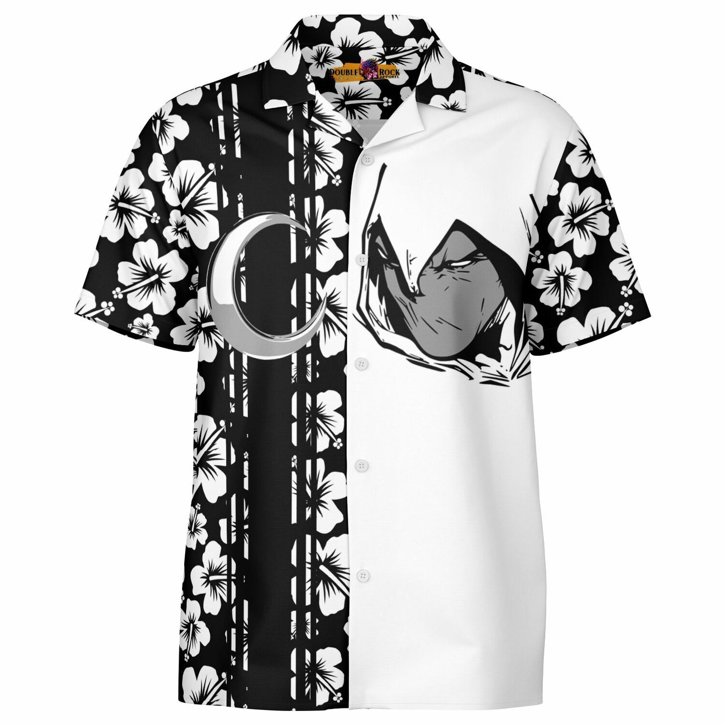 Moon Knight Collar Short Sleeve Button-Down Hawaiian Shirt