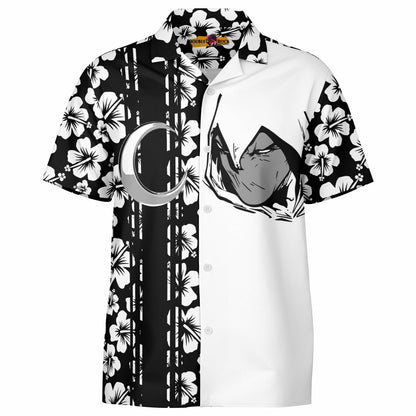 Moon Knight Collar Short Sleeve Button-Down Hawaiian Shirt