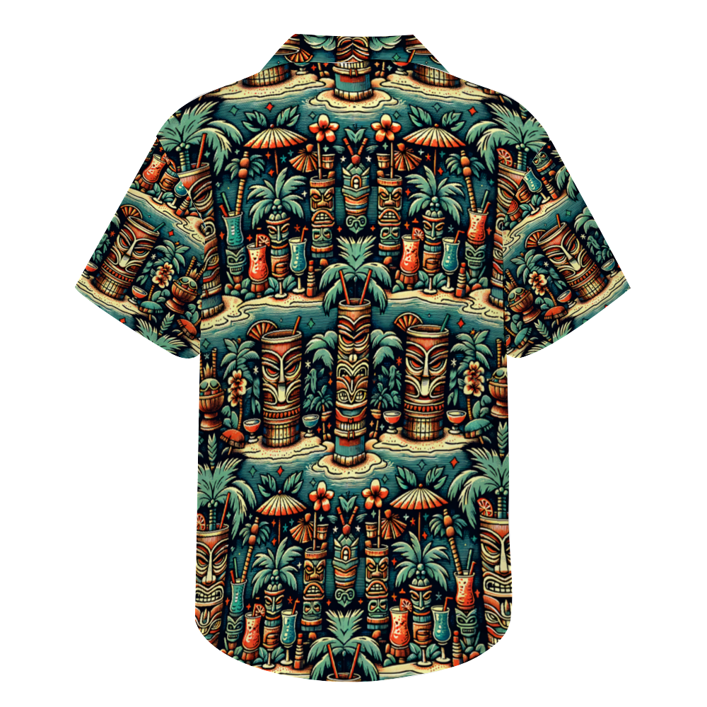 Drinks at the Tiki Short Sleeve Shirt Button Down
