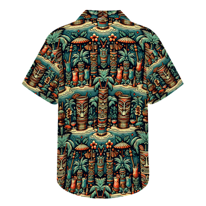 Drinks at the Tiki Short Sleeve Shirt Button Down