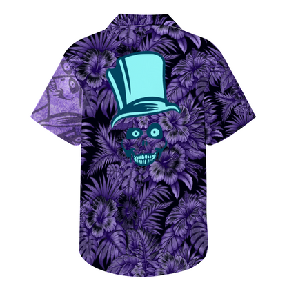Haunted Mansion Hat Ghost Short Sleeve Shirt Button Down