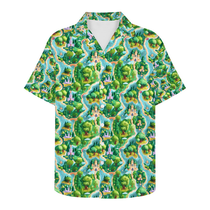 Fantasy Forest Map Short Sleeve Hawaiian Shirt Button Down