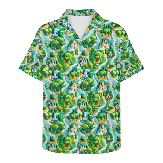 Fantasy Forest Map Short Sleeve Hawaiian Shirt Button Down
