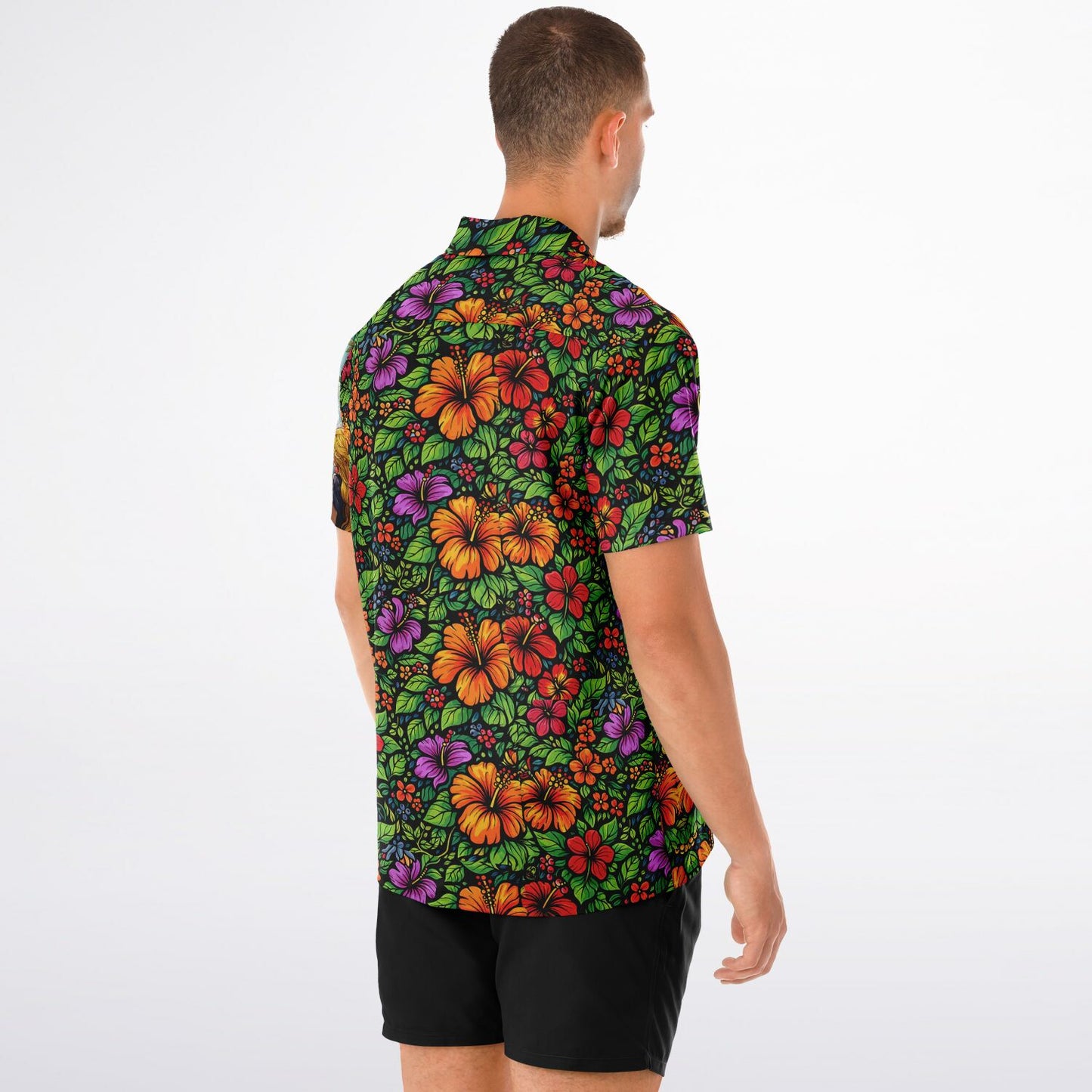 Rapunzel Fantasy Tower Hawaiian Button-Down Short Sleeve Shirt